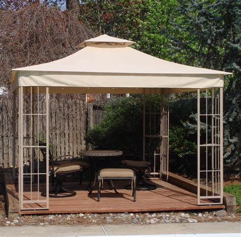 garden treasures soft top steel gazebo with flower boxes|10 x 10 gazebo.